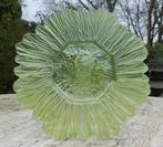 Groen Glas Sunflower / Zonnebloem schaal + Bonbon Bloem, Antiek en Kunst, Antiek | Glas en Kristal, Ophalen of Verzenden