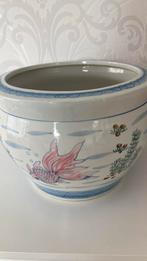 Vintage - Chinese grote bloempot - vis -, Tuin en Terras, Bloempotten, Rond, Ophalen of Verzenden, Zo goed als nieuw, Minder dan 25 cm