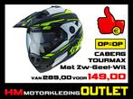 Motorhelm Caberg Tourmax - Mat Zwart-Wit-Geel - S-56 L-60, Motoren, Kleding | Motorhelmen, Info@huybersmotoren.nl, Systeemhelm