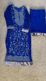 Indian bollywood salwar kameez blauw 2 delig bewerkt, Kleding | Dames, Ophalen of Verzenden, Zo goed als nieuw