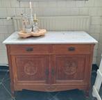 Brocante eiken houten commode met marmer blad, kast, Ophalen
