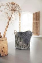 Grote houtmand van grof rotan, zie foto’s, Huis en Inrichting, Ophalen, Zo goed als nieuw, Rond, Riet