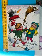 610. Oude kinderkaart illustr sneeuwpop kinderen, Verzamelen, Ansichtkaarten | Themakaarten, Ophalen of Verzenden, Ongelopen