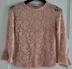 Bershka - kanten stretch top, maat XS, Kleding | Dames, Tops, Lange mouw, Roze, Maat 34 (XS) of kleiner, Gedragen
