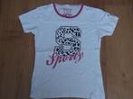Wit t-shirt met opdruk van letter en tekst in goud zwart roz, Ophalen of Verzenden, Gebruikt, Meisje, Shirt of Longsleeve