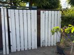 Zware houten poort op metalen frame, 2,50m, Tuin en Terras, Schuttingen, Ophalen, Gebruikt, Minder dan 3 meter