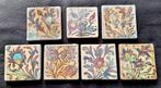 set van 7 Qajar antieke Perzische tegels met bloemen motief, Ophalen of Verzenden